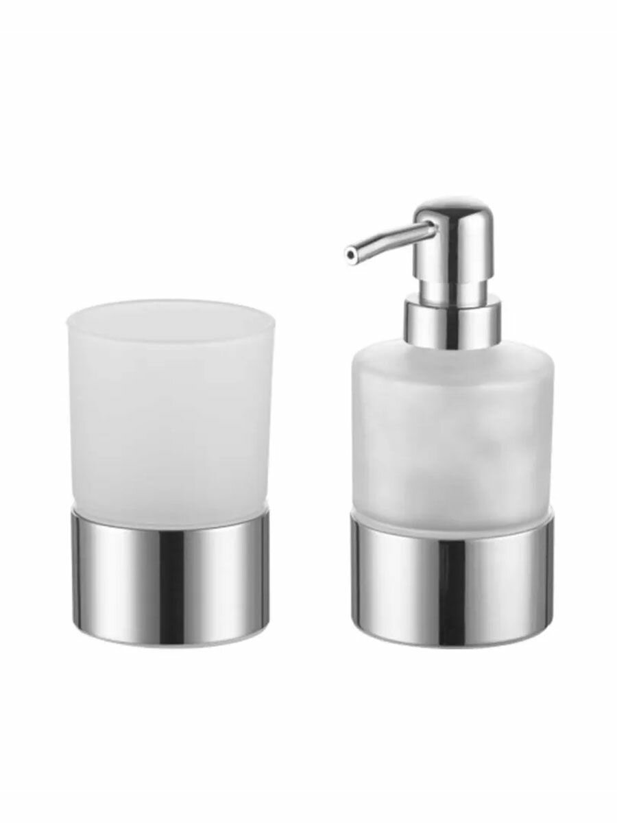 Набор для ванной комнаты Azario Nessy  дозатор жидкого мыла стеклянный настольный  стакан стеклянный настольный  AZ 128 C AZ 126 C 