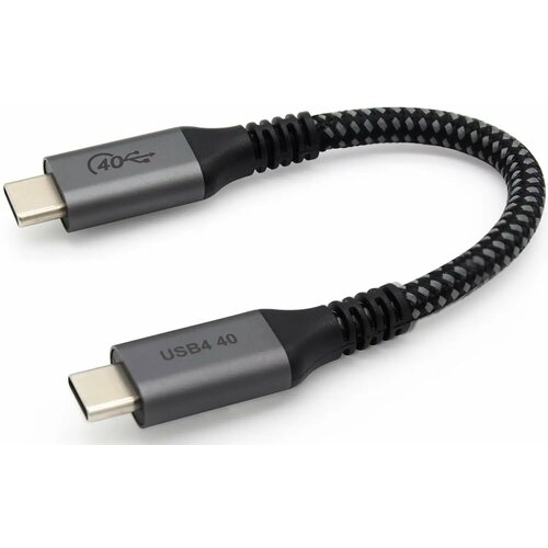 Очень короткий плетеный кабель USB4 6 дюймов, 20 см — 40 Гбит/с, поддержка зарядки 100 Вт (20 В, 5 А — совместима с Thunderbolt 3 и USB-C, 0.2m