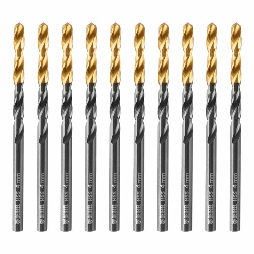 фото Сверло по металлу4 мм denzel hss-tin, golden tip, 10 шт 717209