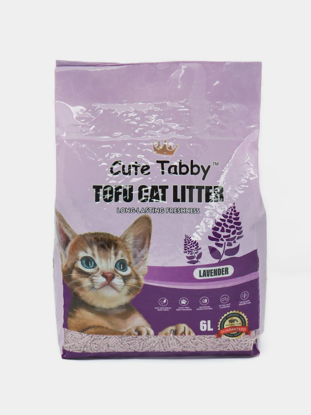 Наполнитель для кошек Tofu, без пыли, 6 л, Сиреневый