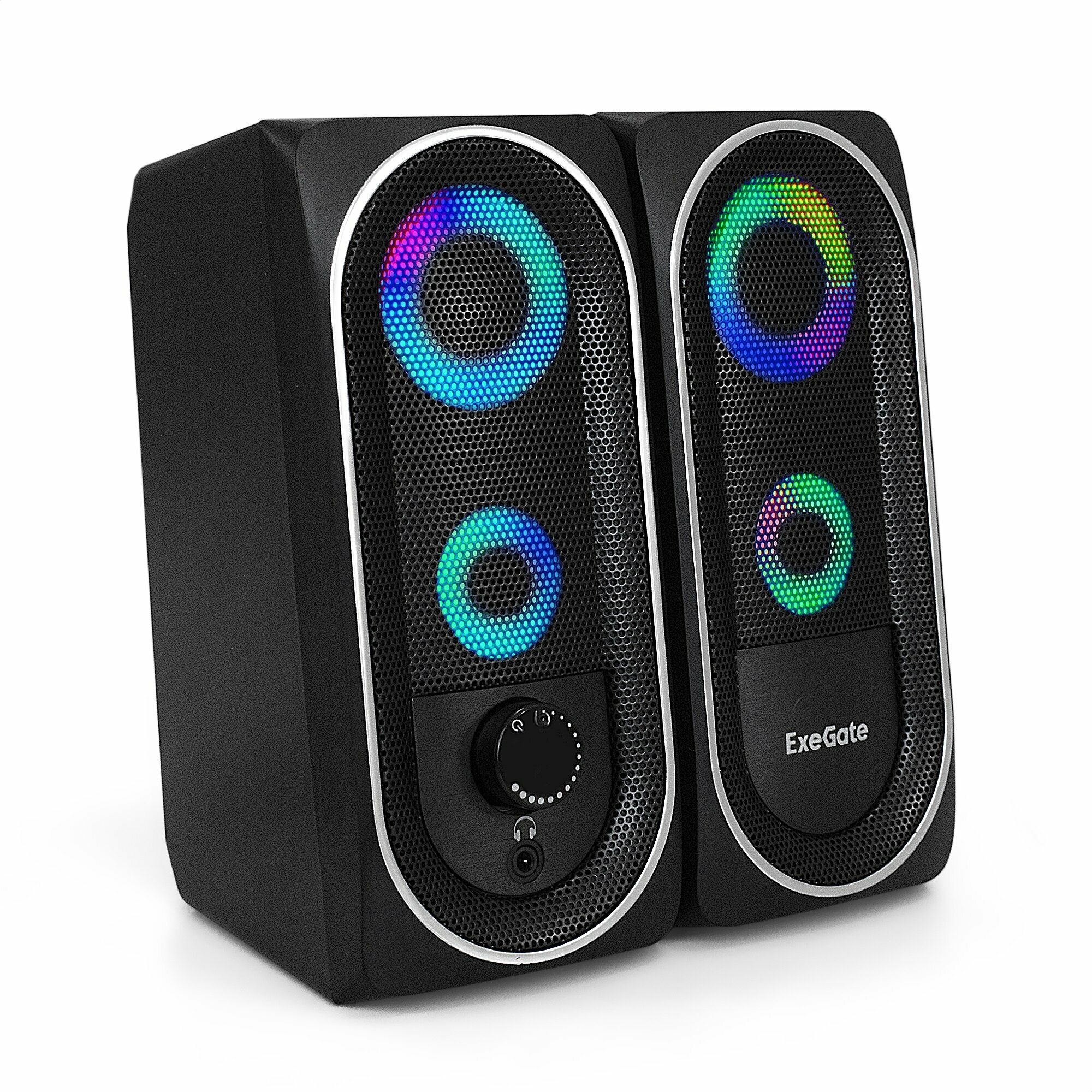 Акустическая система 2.0 ExeGate Accord 220 (питание USB, 2х3Вт (6Вт RMS), 60-20000Гц, цвет черный, RGB подсветка, Color Box) EX289686RUS