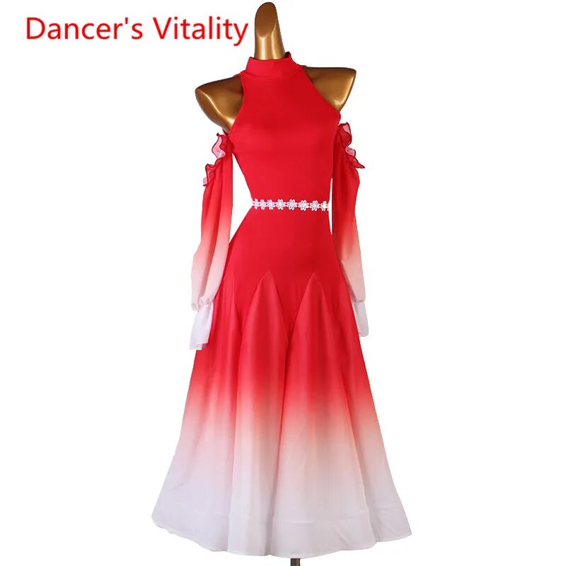 Платье для танцев Dancer's Vitality для девочек из шифона, сетки и спандекса, XL, Красный, Женский