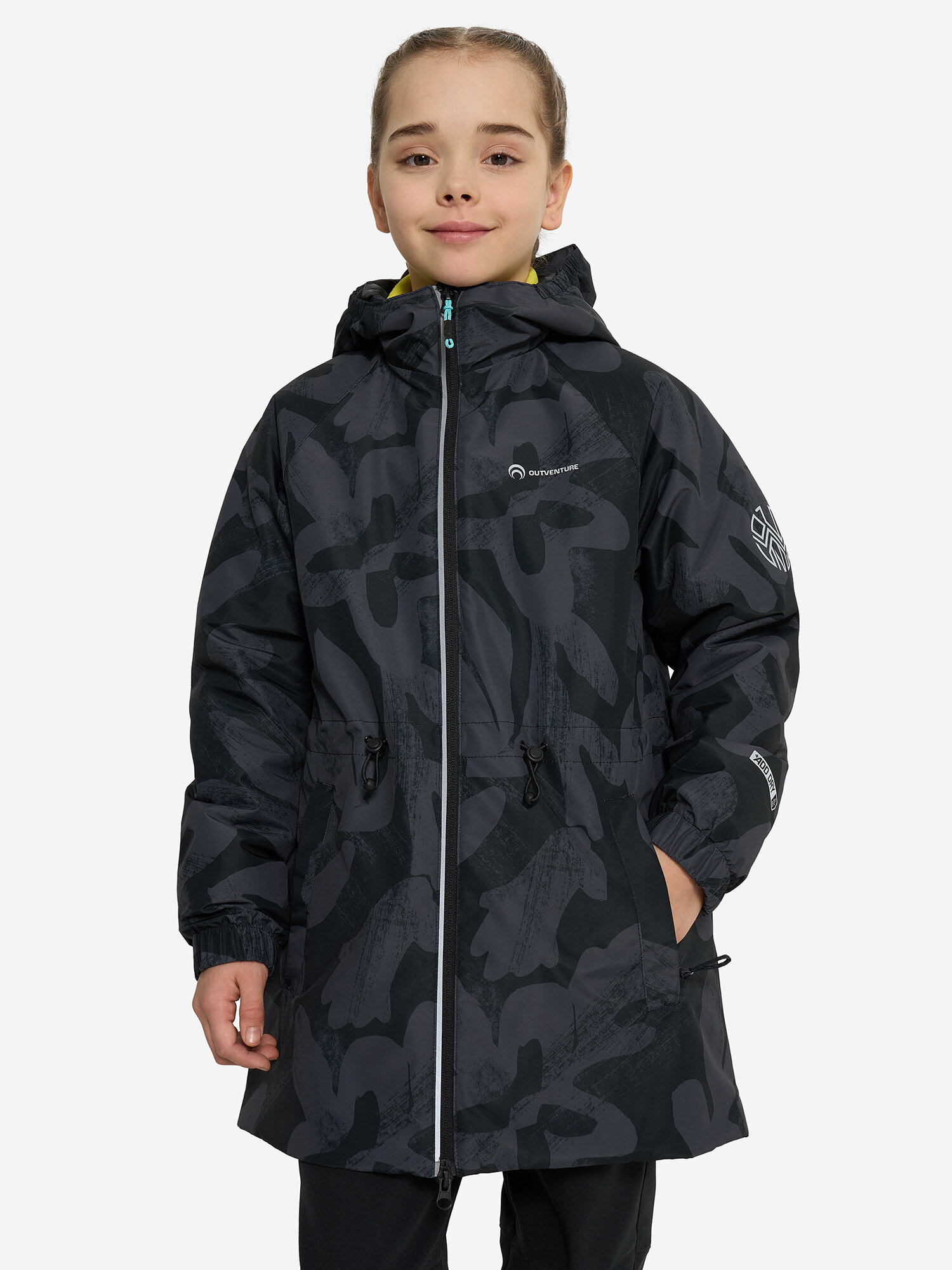 Куртка спортивная OUTVENTURE Active Girls' Fleece Lined Jacket, размер 134/140, черный — фото 1