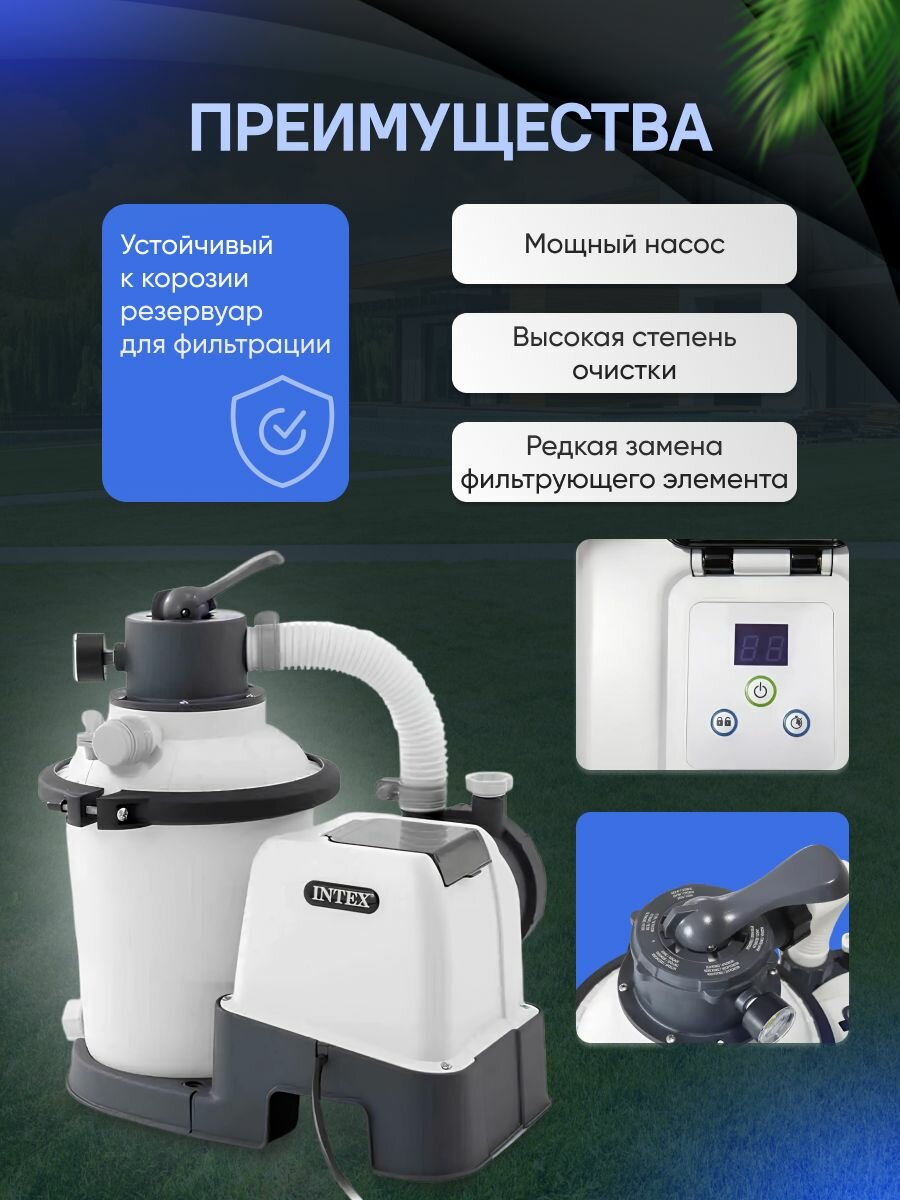 Изображение Песочный фильтр-насос Intex 26642, для бассейна, 11500л, скорость потока 3,5куб. м/час, белый/черный