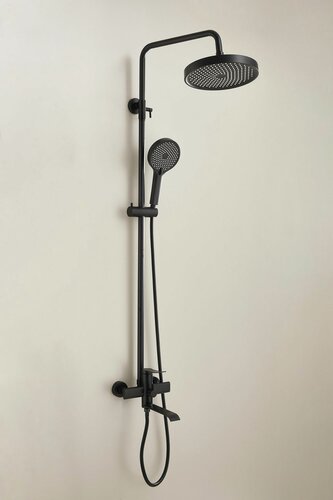 Изображение товара Душевой комплект с тропическим душем и смесителем, черный нержавеющая сталь Belz B24812-7