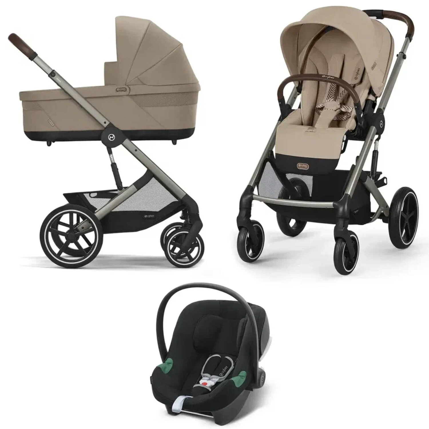 Коляска 3 в 1 Cybex Balios S Lux New 2025 TPE Almond Beige с дождевиком