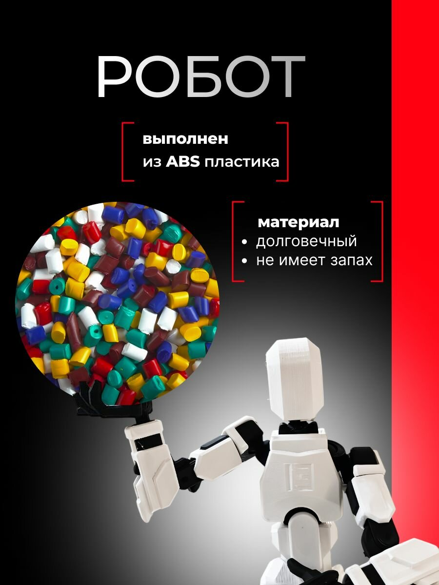 Картинки Подвижная шарнирная фигурка Робот размер 24см, цвет белый/черный