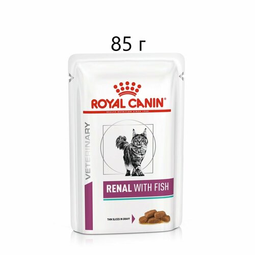 Влажный корм для кошек Royal Canin Renal whit fish, при проблемах с почками, c рыбой, 85 г (кусочки в соусе)