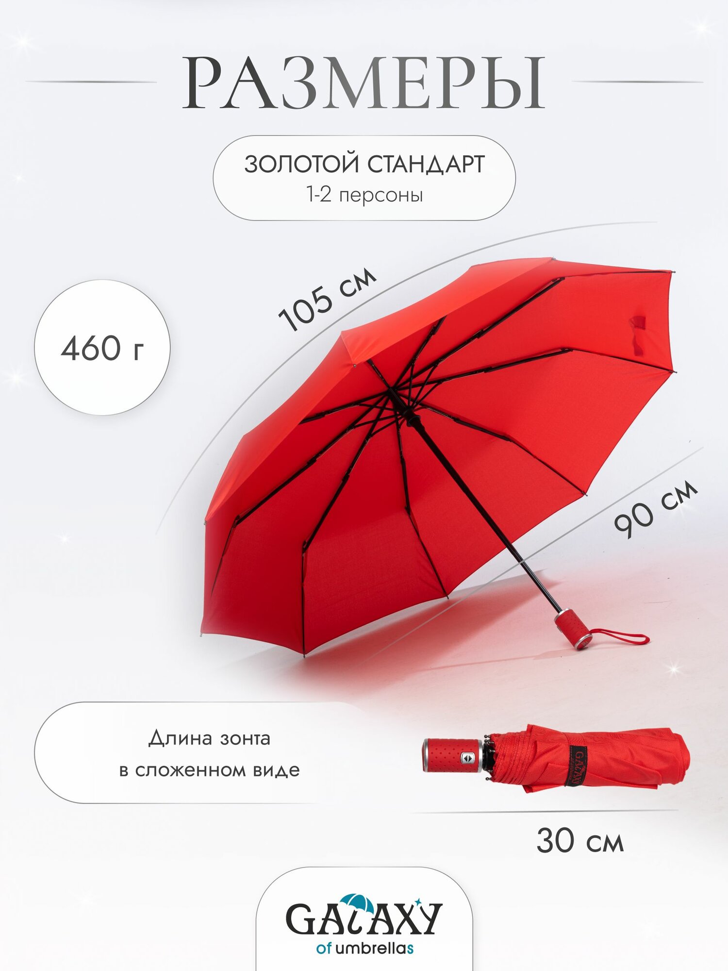 Зонт GALAXY OF UMBRELLAS, красный — фото 1