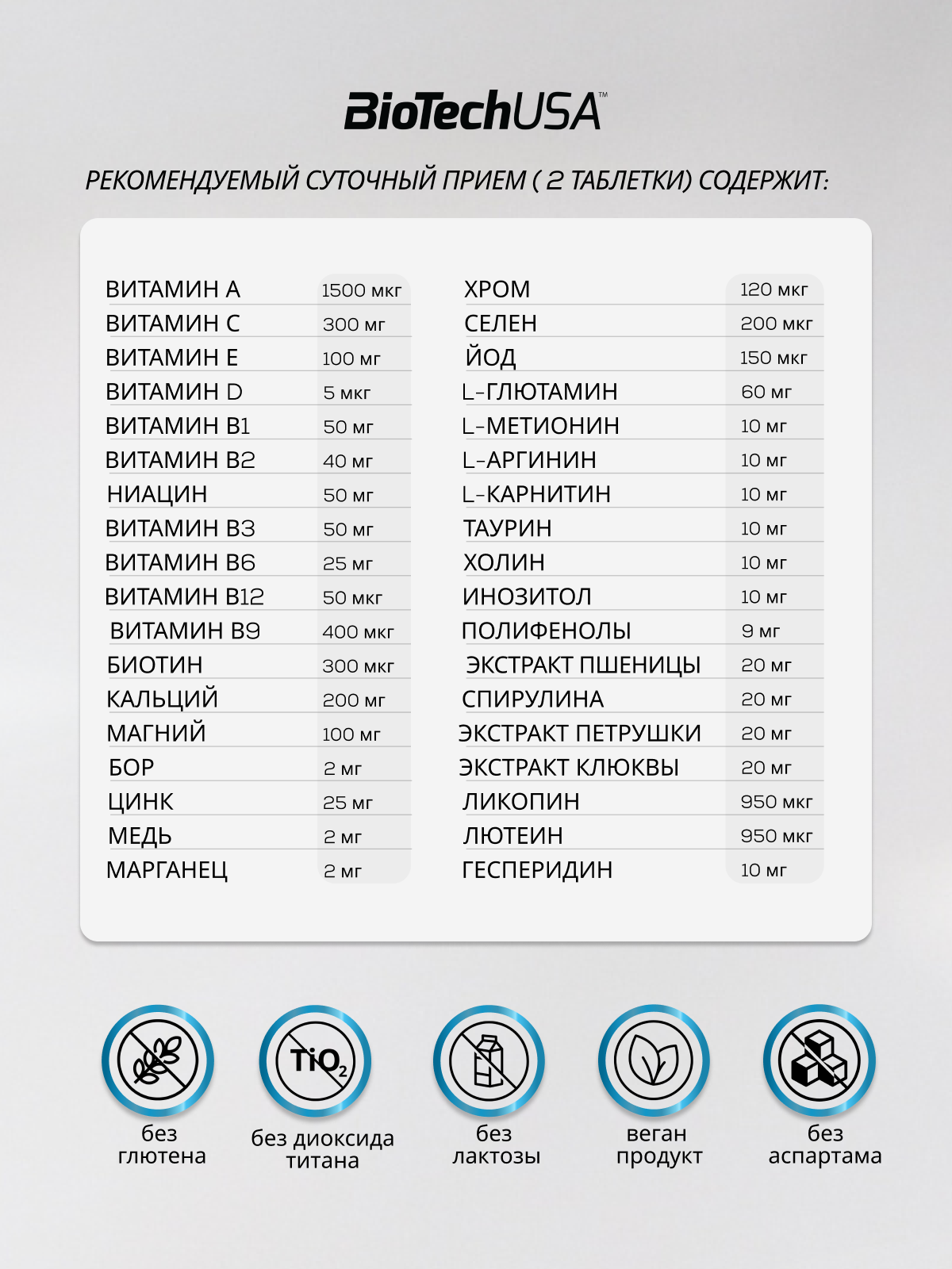 Изображение Витаминно-минеральный комплекс для мужчин / BioTechUSA Multivitamin for Men / 60 таблеток