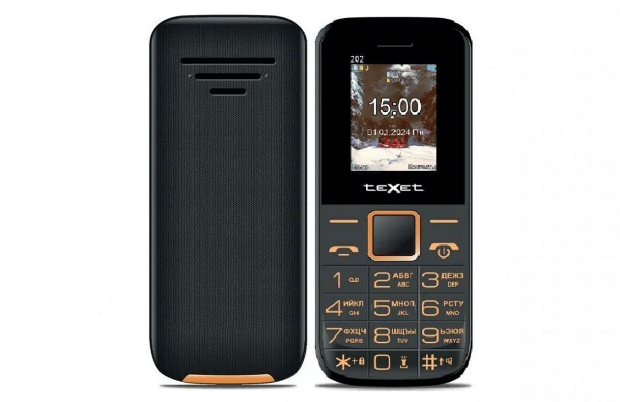 Мобильный телефон Texet TM-202 Черный 2 sim 1.77 ″ GSM 900/1800/1900 1800 mAh (RU)
