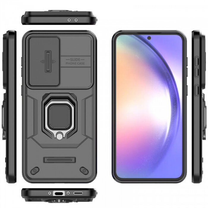 Transformer Ring Holder Противоударный чехол с кольцом и шторкой камеры для Samsung Galaxy A56 / A36 5G — фото 1