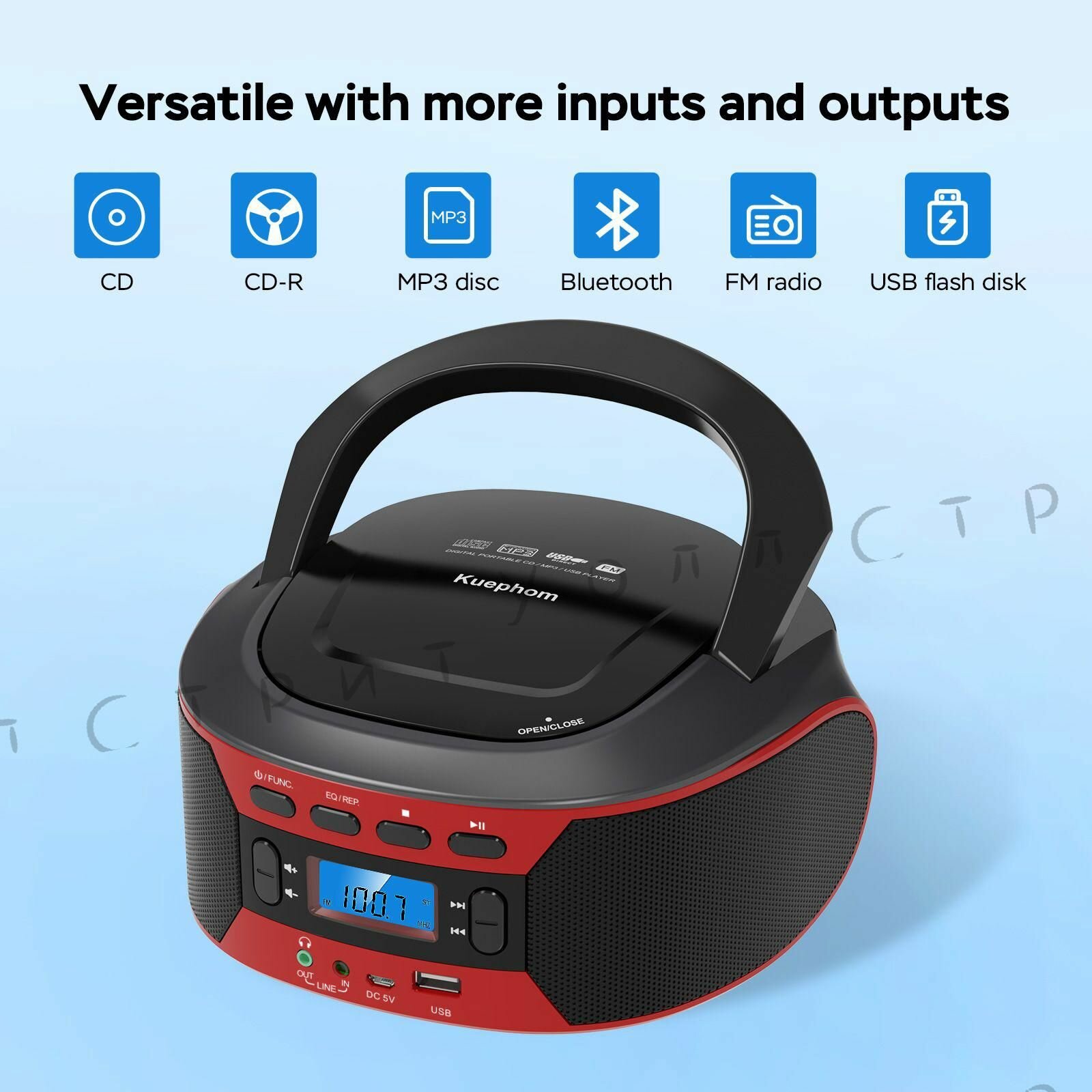 Проигрыватель компакт дисков boombox cd player AM/FM Radio Стереозвук с дистанционным управлением