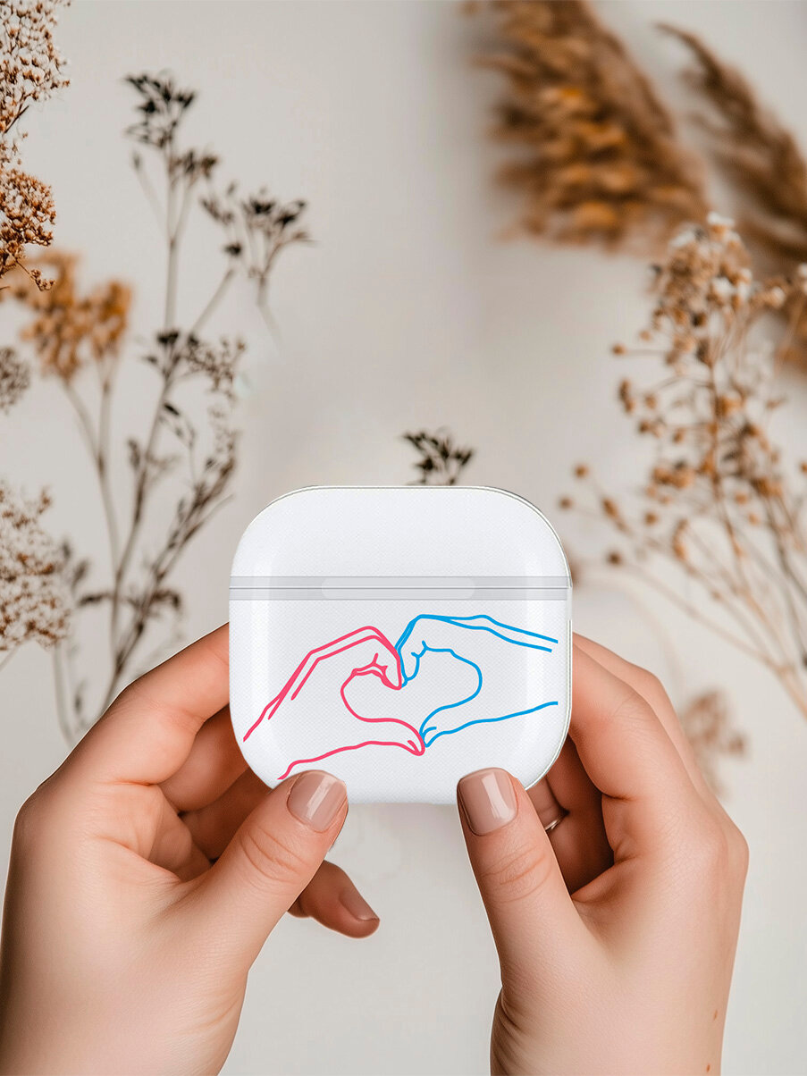 Чехол на Apple AirPods 4 с принтом "Fall in Love" прозрачный — фото 1