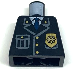Torso Police Jacket with Pocket, Gold Badge and Blue Tie Pattern, 973px431 Black U