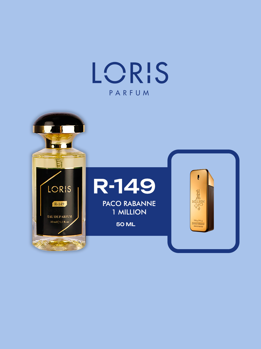 Мужская парфюмерная вода "Loris Parfume" - Paco Rabanne - 1 Million, 50 мл, стойкость в течение дня