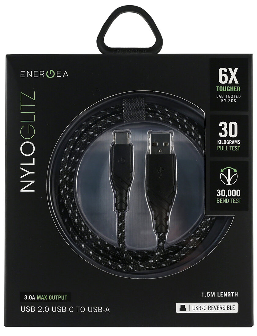 Кабель EnergEA NyloGlitz USB 2.0 USB-C to USB-A NG20CA Black 1.5m