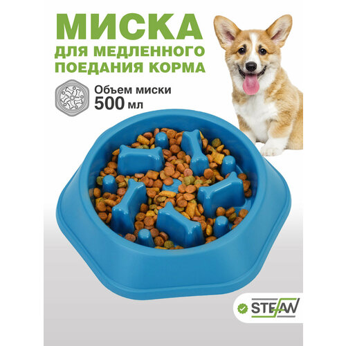 Миска для кошек и собак "Косточки" STEFAN (Штефан), синий, W02105