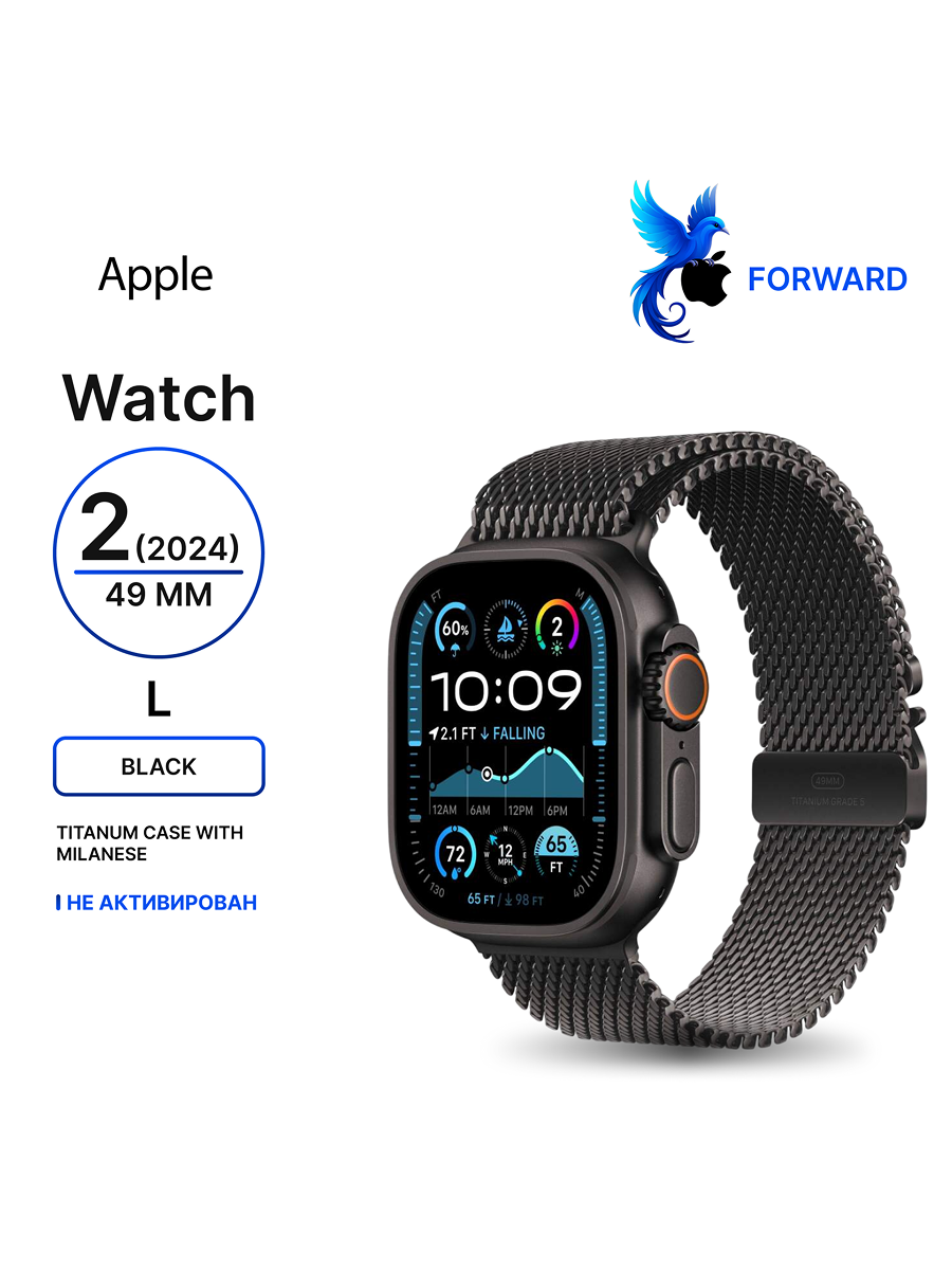 Часы Apple Watch Ultra 2 (2024), 49 mm Black Titanum Case with Black Milanese Loop L