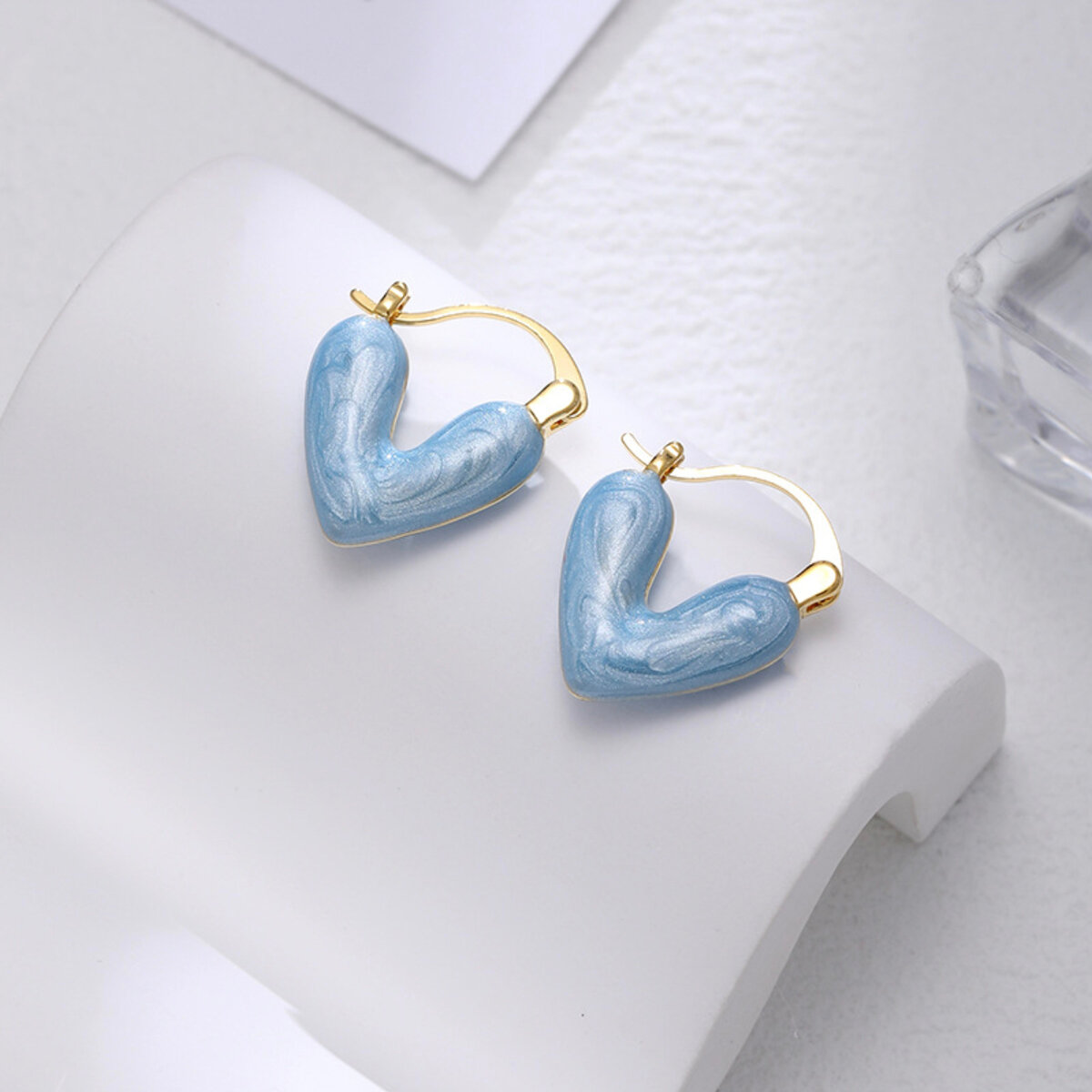 Серьги, размер 15 мм, голубой/синий