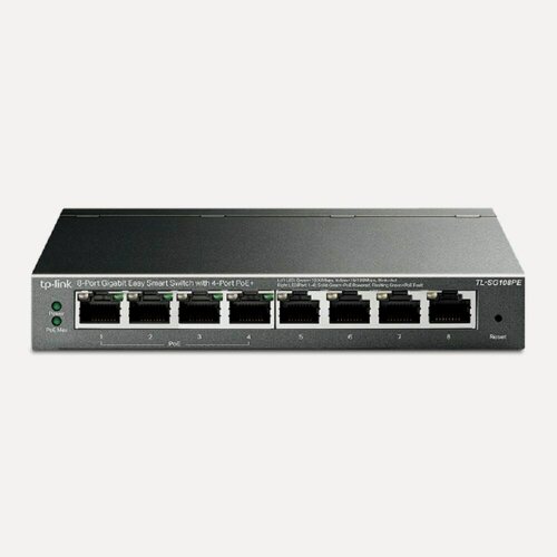Изображение товара Коммутатор TP-Link TL-SG108PE Easy Smart гигабитный управляемый, 8xRJ45 1Гбит/с (4 порта PoE+), с поддержкой автосогласования и авто-MDI/MDIX