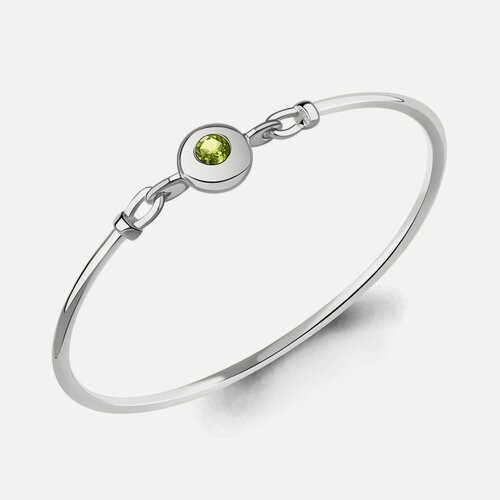 Изображение товара Жесткий браслет, серебро, 925 проба, родирование, хризолит