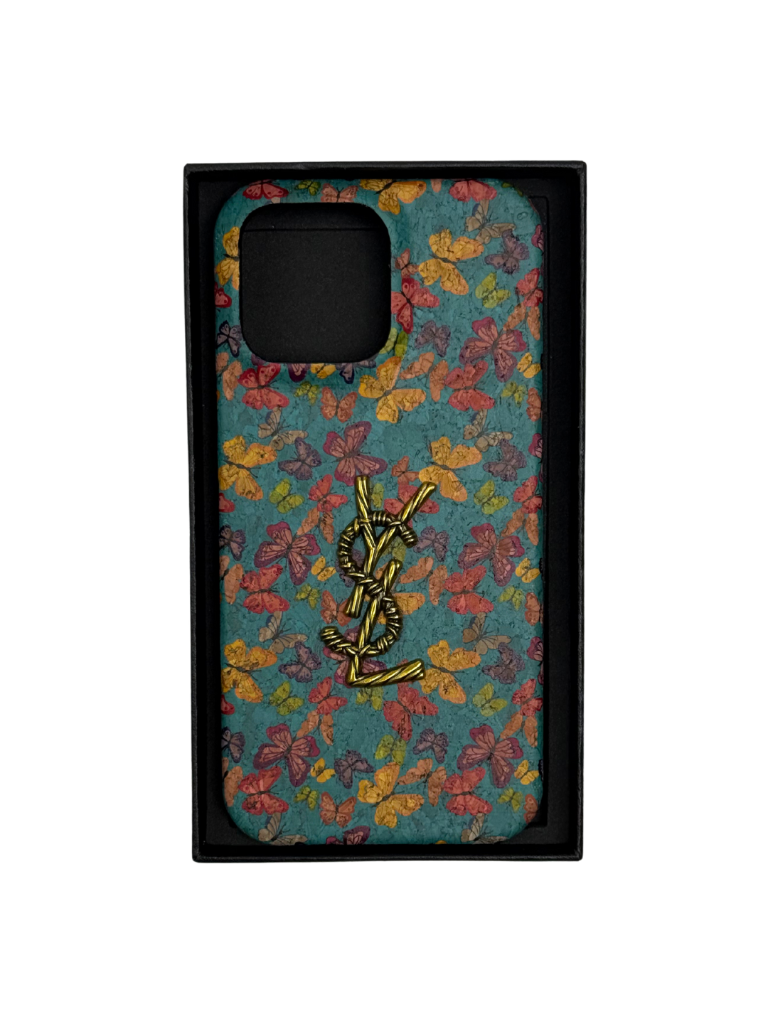 Чехол YSL "Бабочки", для iPhone 15 Pro Max, в подарочной упаковке