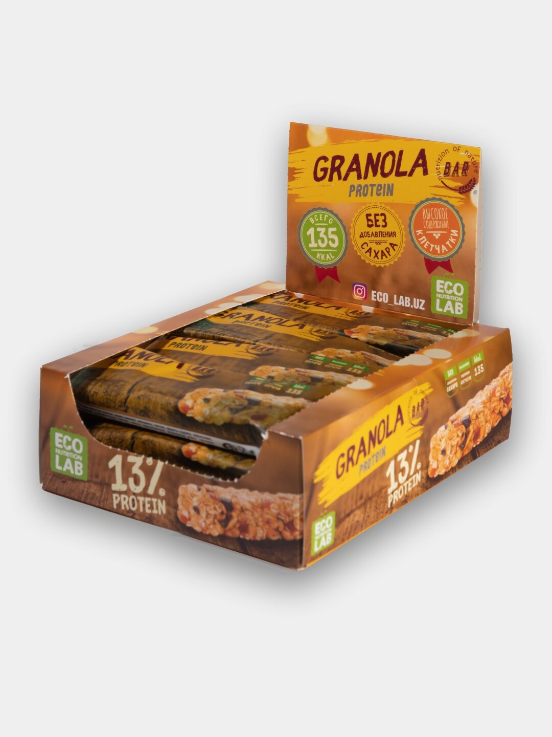 Батончики Granola Protein, Eco Nutrition Lab, без сахара, 35г, 12шт — фото 1