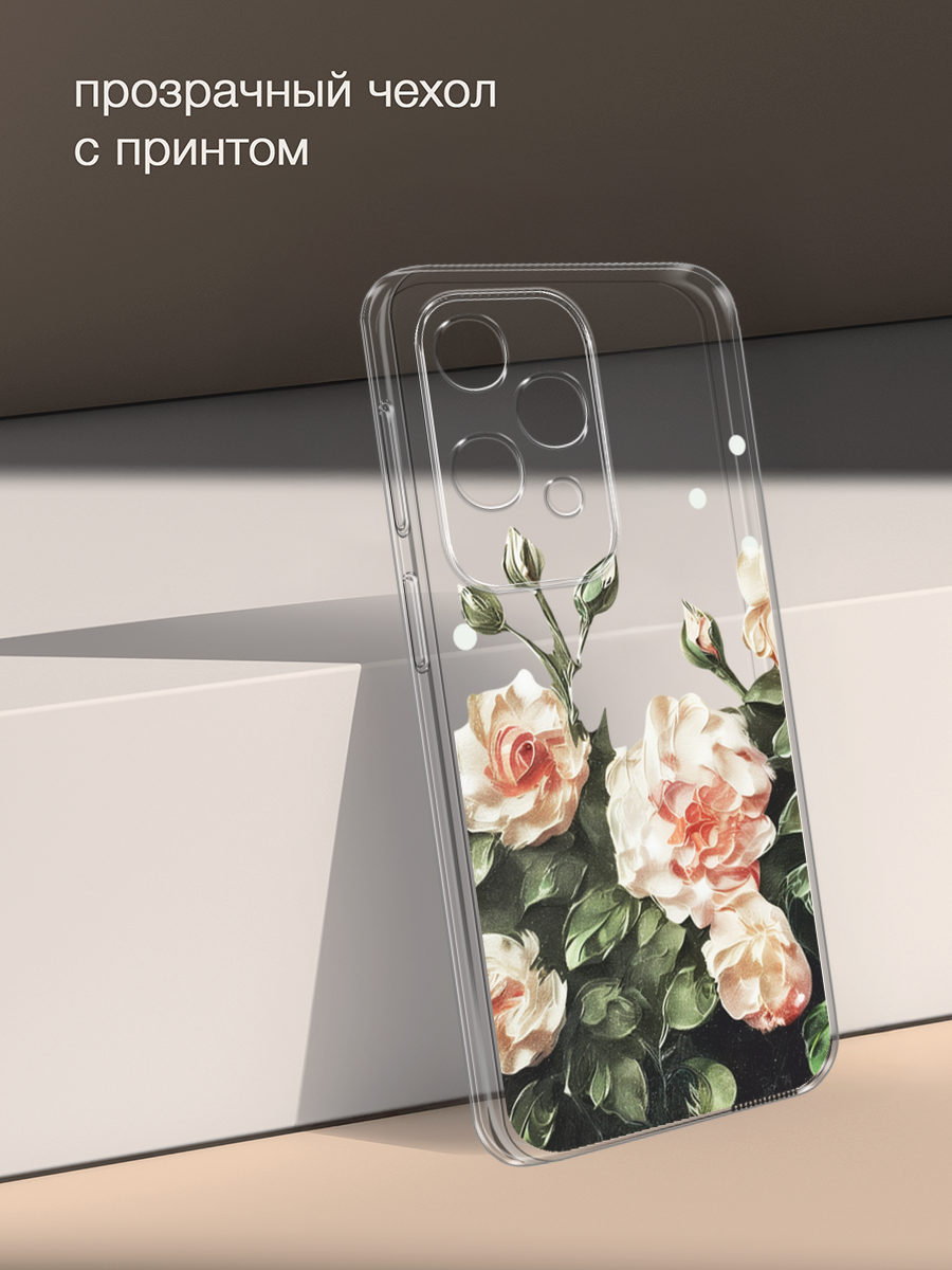 Силиконовый чехол "Цветочная картина 2" на Tecno Spark 30 Pro / Текно Спарк 30 Про, прозрачный — фото 1