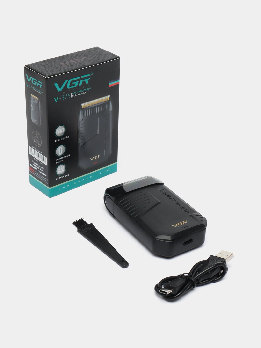 Машинка для стрижки VGR V-375, питание от USB, нержавеющая сталь — фото 1