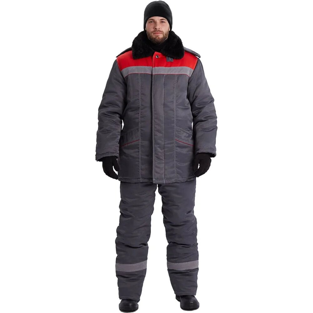 Зимний костюм URSUS вьюга темно-серый/красный размер 52-54 рост 182-188 КОС801-333