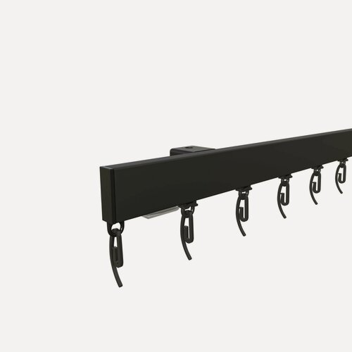 Изображение товара Карниз для штор потолочный однорядный OLEXDECO "Слим" 260 см черный матовый, составной.