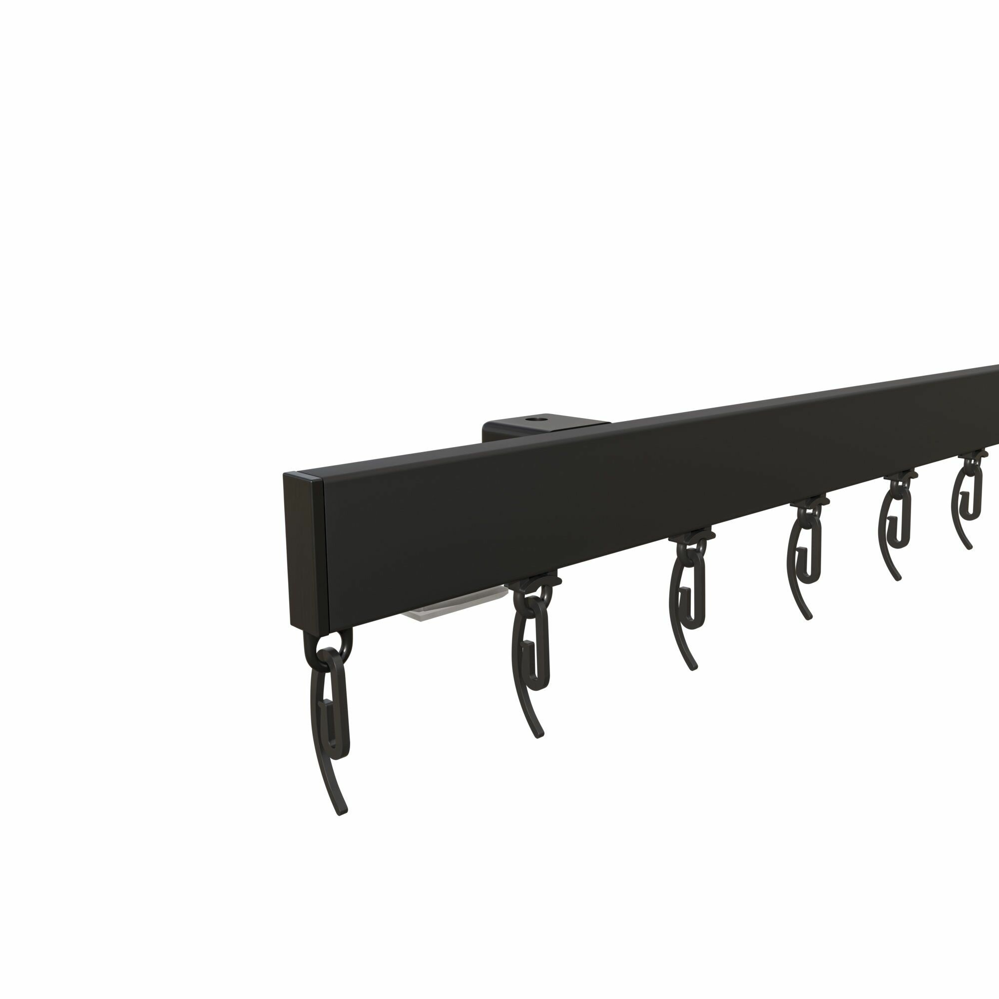 Карниз для штор потолочный однорядный OLEXDECO "Универсал" 200 см черный матовый, составной.