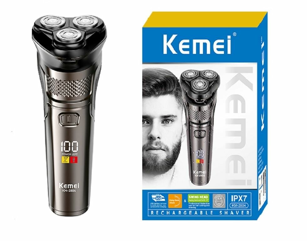Электробритва Kemei "KM-T2804", для стрижки, керамические лезвия, USB-зарядка — фото 1