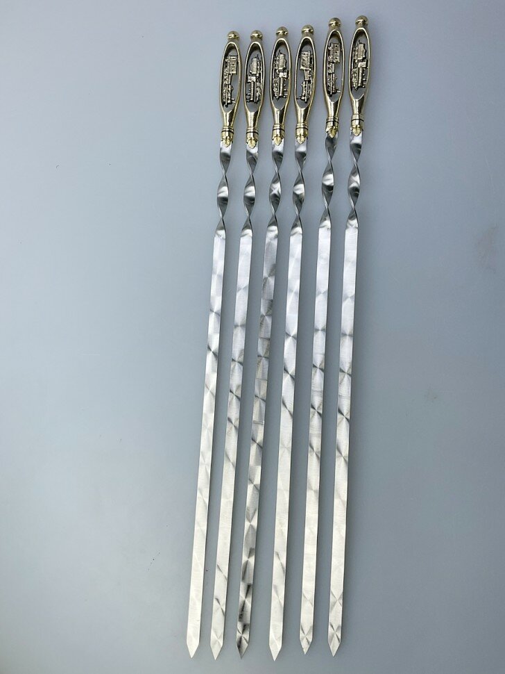 Набор из 6 шампуров "Паровоз", латунь (в колчане) — фото 1