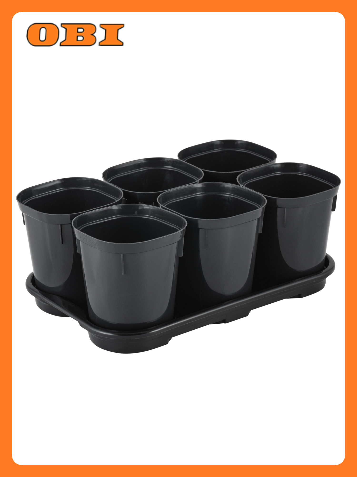 Набор горшков InGreen Smart Solution оникс с поддоном 400мл 6 шт 257х170х100 мм