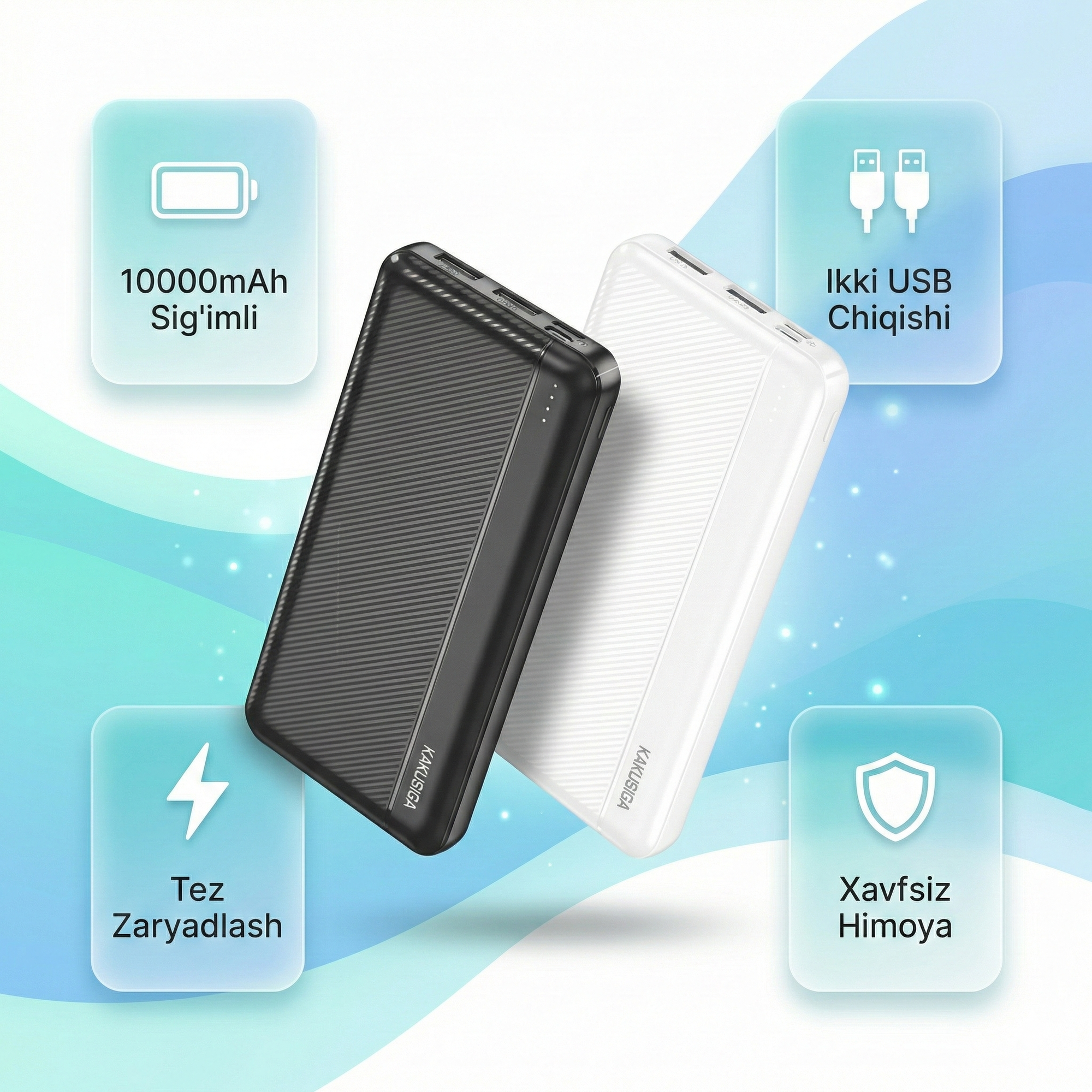 Портативный Power Bank KSC-1084 Black с высокой емкостью и быстрой зарядкой, оригинал