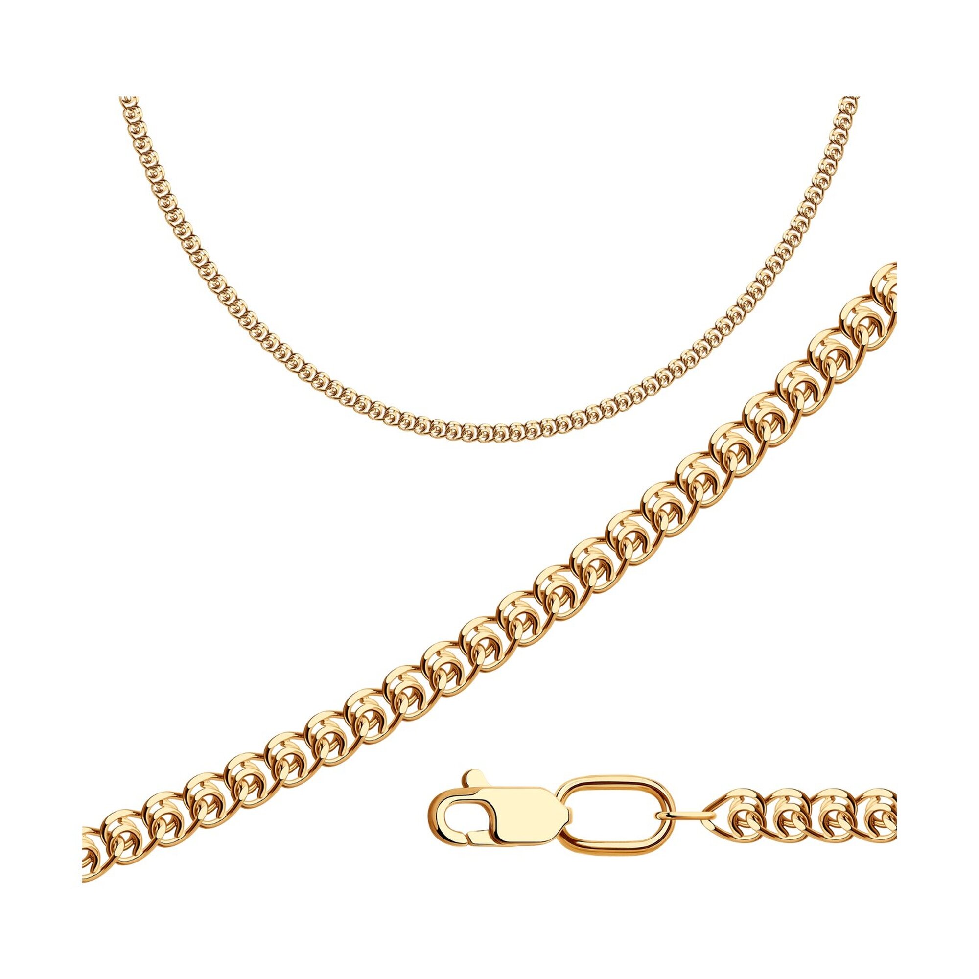 Цепь Diamant online, серебро, 925 проба, золочение