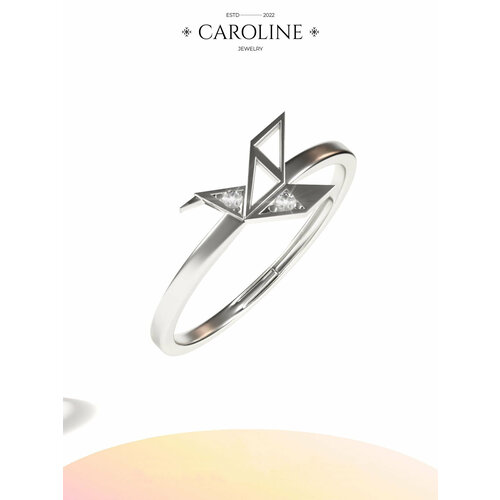 фото Кольцо-кулон caroline jewelry, лунный камень, кристалл, безразмерное, серебряный