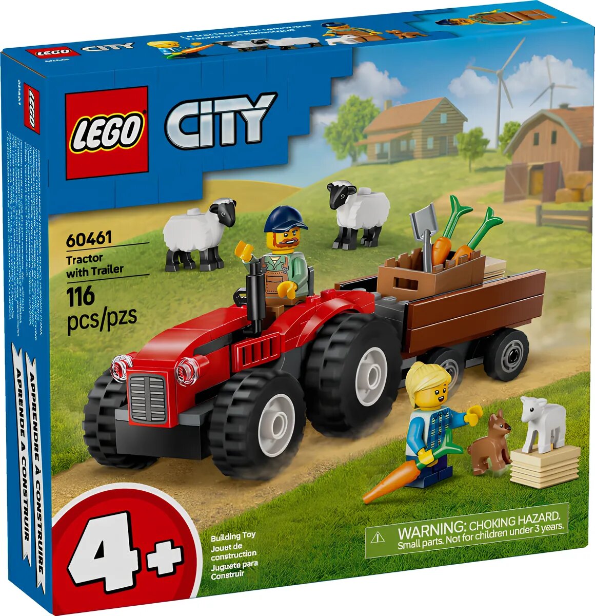 Конструктор LEGO City 60461 Красный фермерский трактор с прицепом и овцами