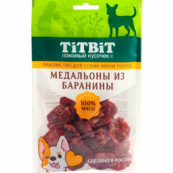 Титбит Медальоны из баранины для собак мини пород 100 г (1 шт)