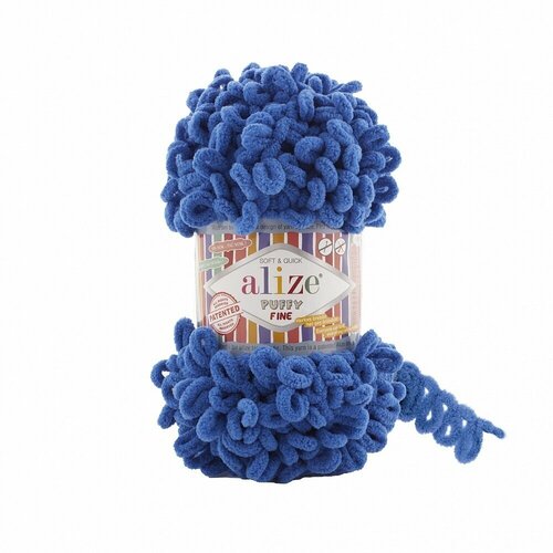 Пряжа Alize Puffy fine 1 шт цвет 637 морская волна, 100 г 14 м (100% микрополиэстер)