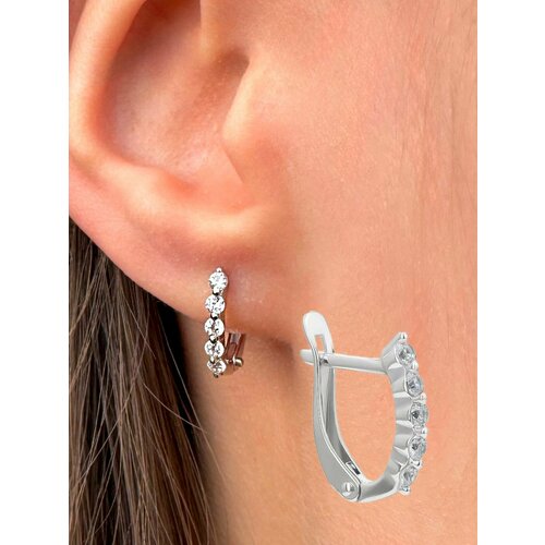 Серьги Вознесенский ювелирный завод, серебро, 925 проба, фианит, длина 1.4 см, , серебристый