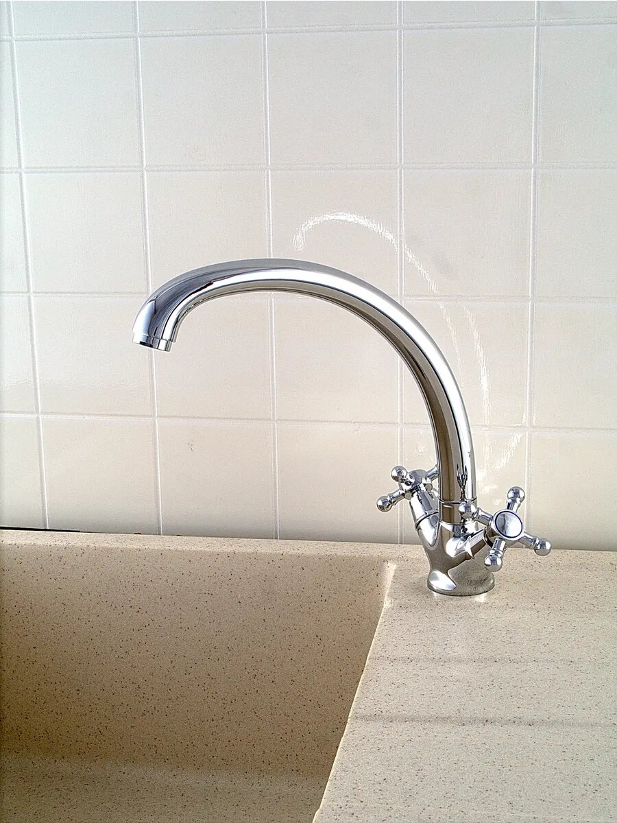 Смеситель для кухни Diadonna, латунь, высокий излив, хромированный, поворотный, 40 см — фото 1