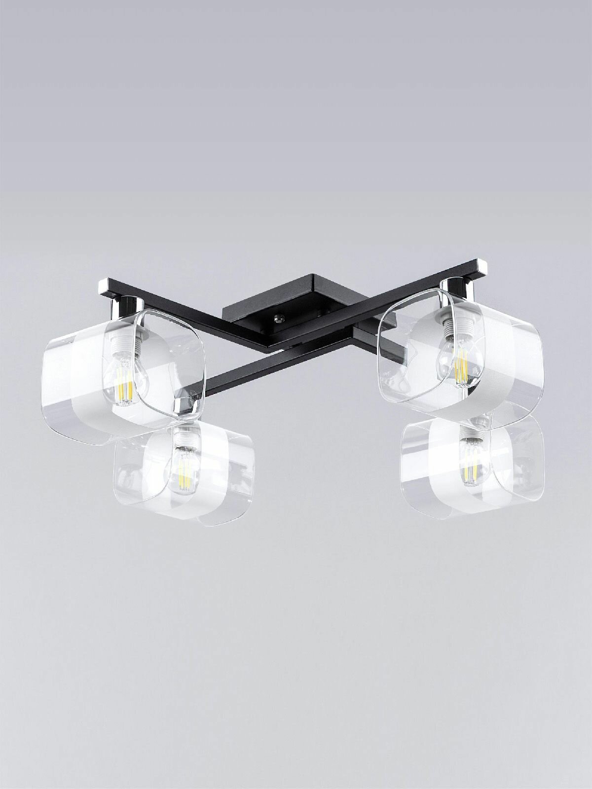 Потолочная люстра Citilux Вирта CL139145 черный матовый корпус с прозрачными стеклянными плафонами современный стиль