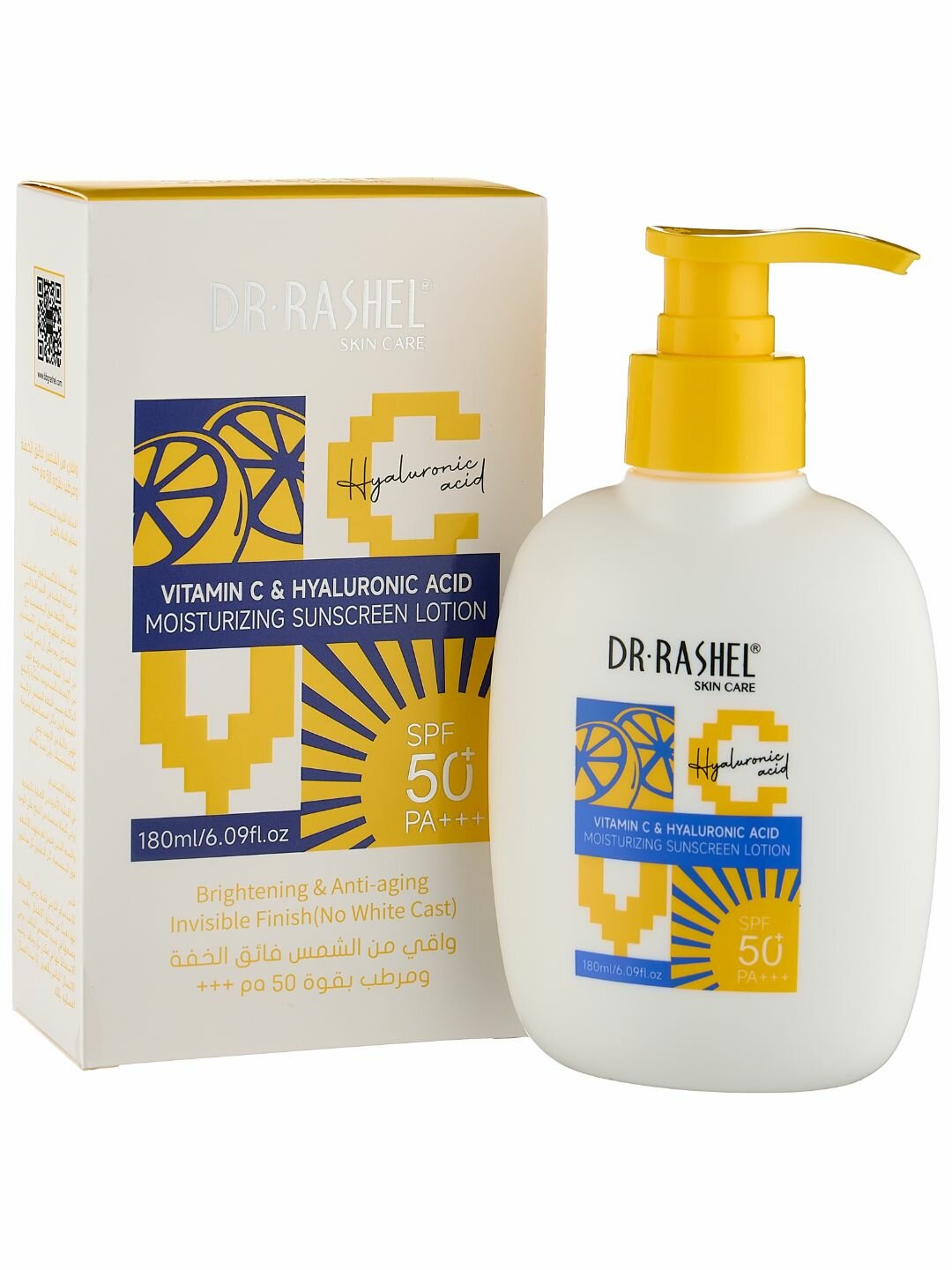 Солнцезащитный лосьон Dr.Rashel Vitamin C & Hyaluronic Acid moisturizing sunscreen, SPF 50, 160мл