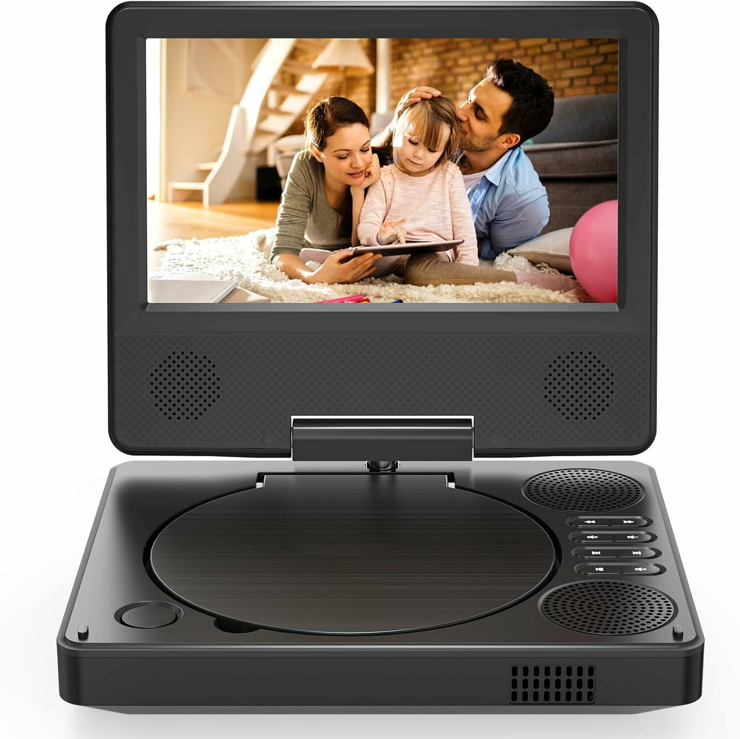 Портативный DVD-Плеер 9.5" для Автомобиля и Детей с Поворотным HD-Экраном 7.5", 4-6 Часов Работы и Поддержкой SD/USB/Дисков (Черный)