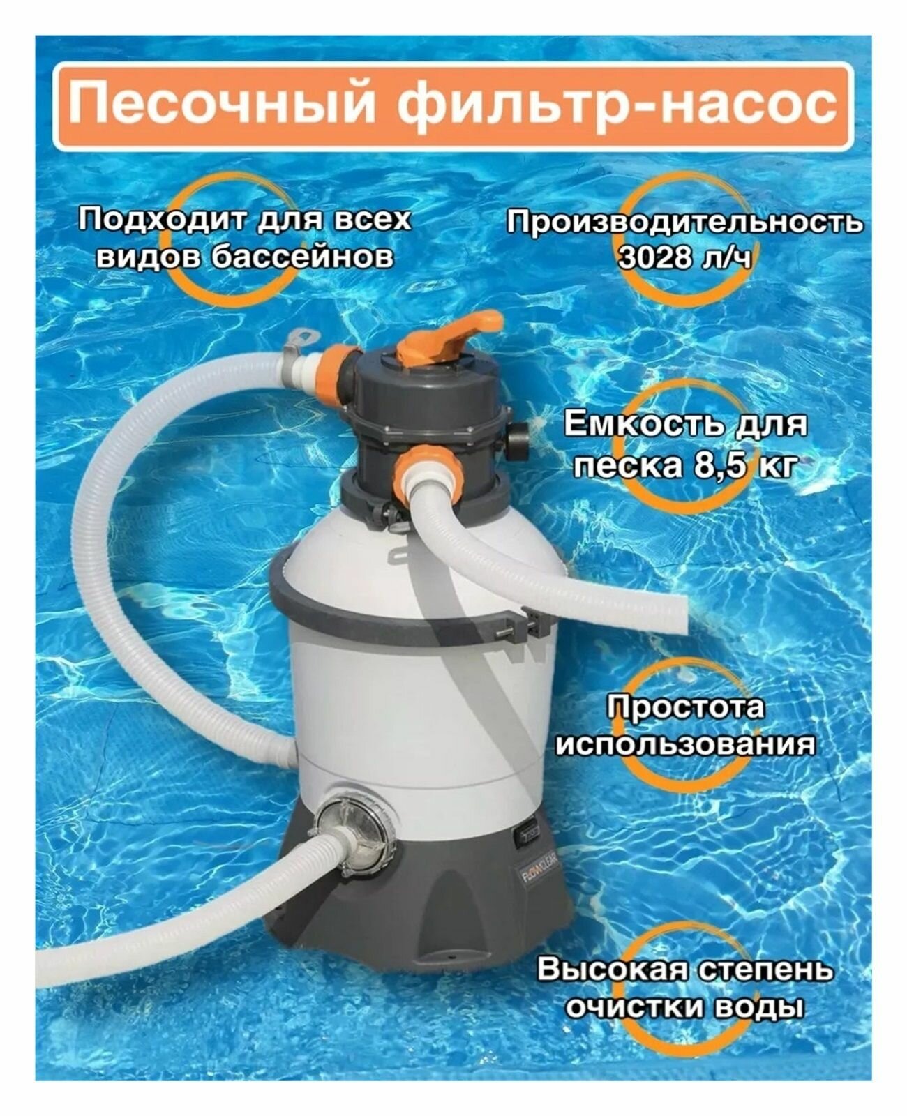 Песочный фильтр-насос для бассейнов 3028 л/ч