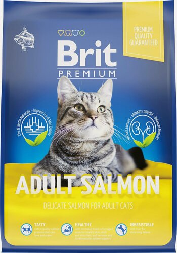 Изображение товара Сухой корм для кошек Brit Premium Cat Adult Salmon с лососем, 2 кг