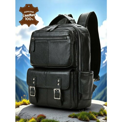 Рюкзак городской Capri натуральная кожа, черный, для ноутбука